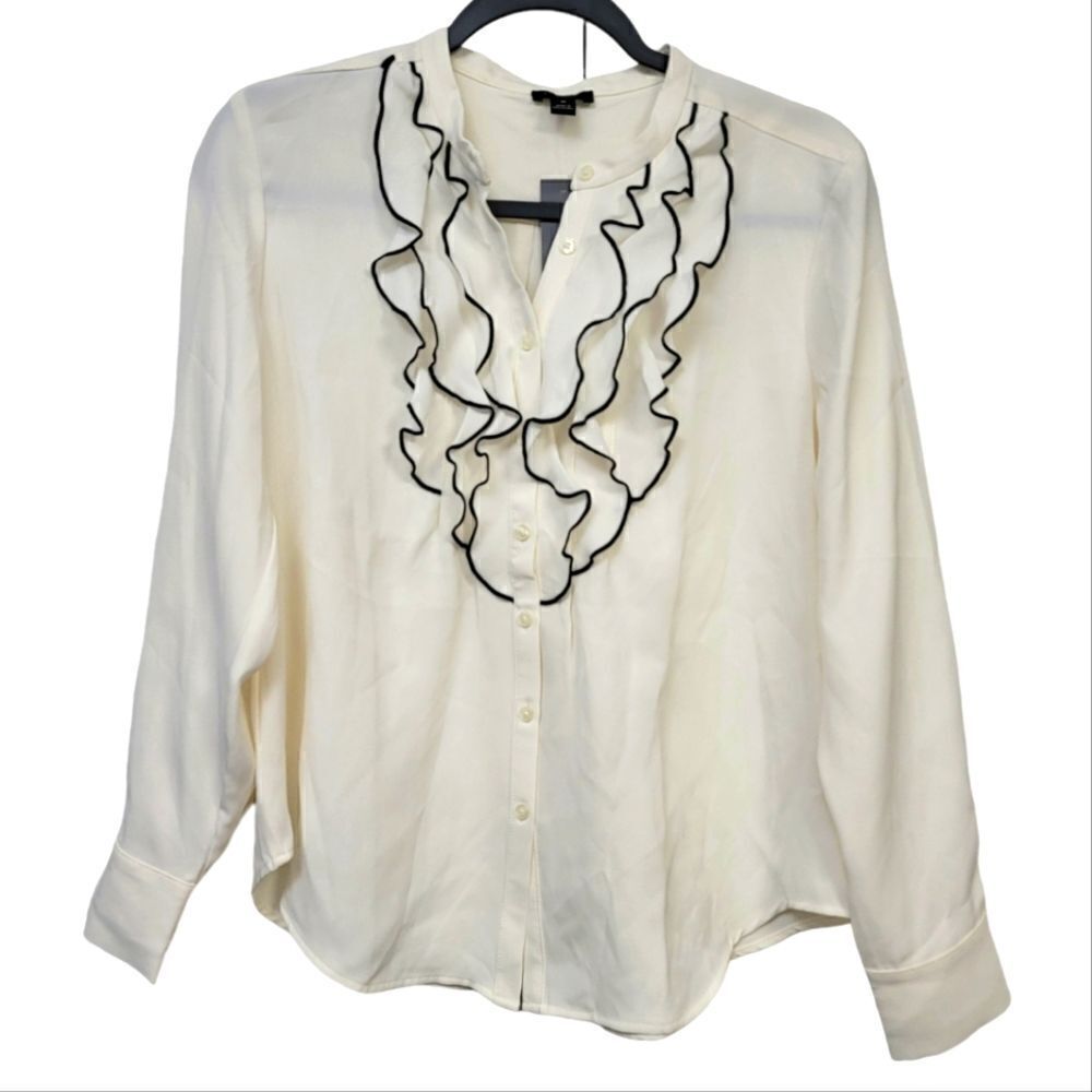 Ann Taylor frill button-down long sleeve blouse, MP